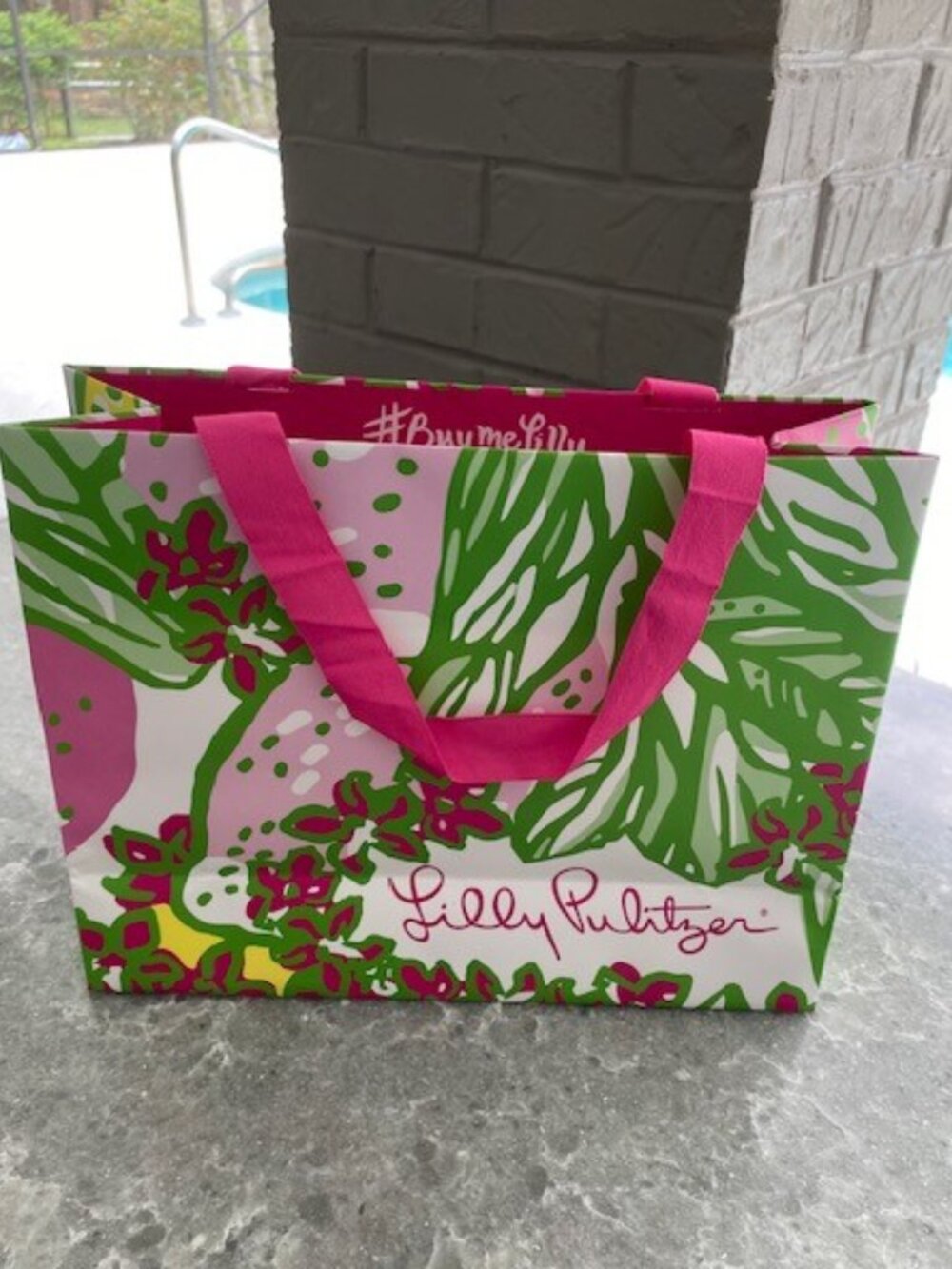 Lilly Pulitzer Shopping Bag Small Medium Pink Green Reusable